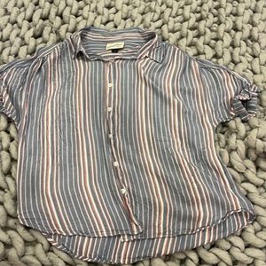 Red white and blue button up shirt